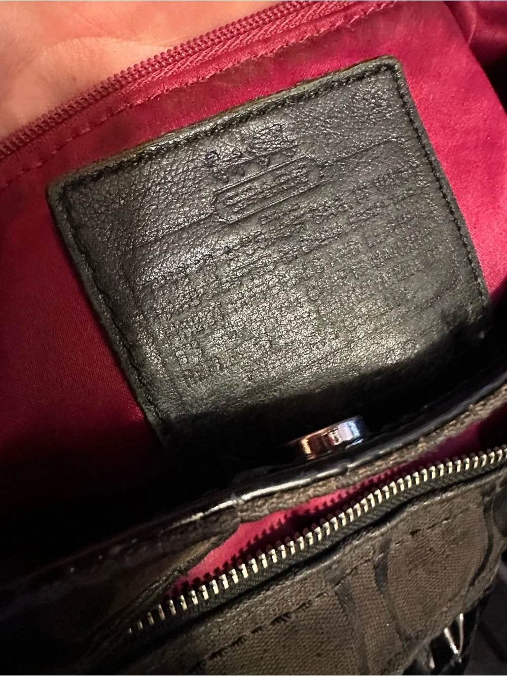 Coach Black Signature Tote with Silver Horse & Carriage Emblem